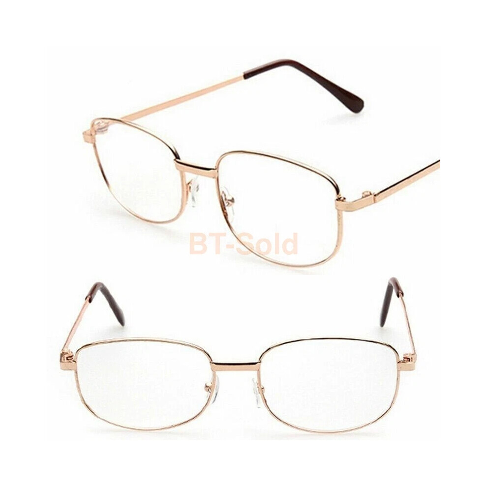 (+3.0) Reading Glasses +1.0~+4.0 Gold Metal Frame Women Men Rimmed Portable New