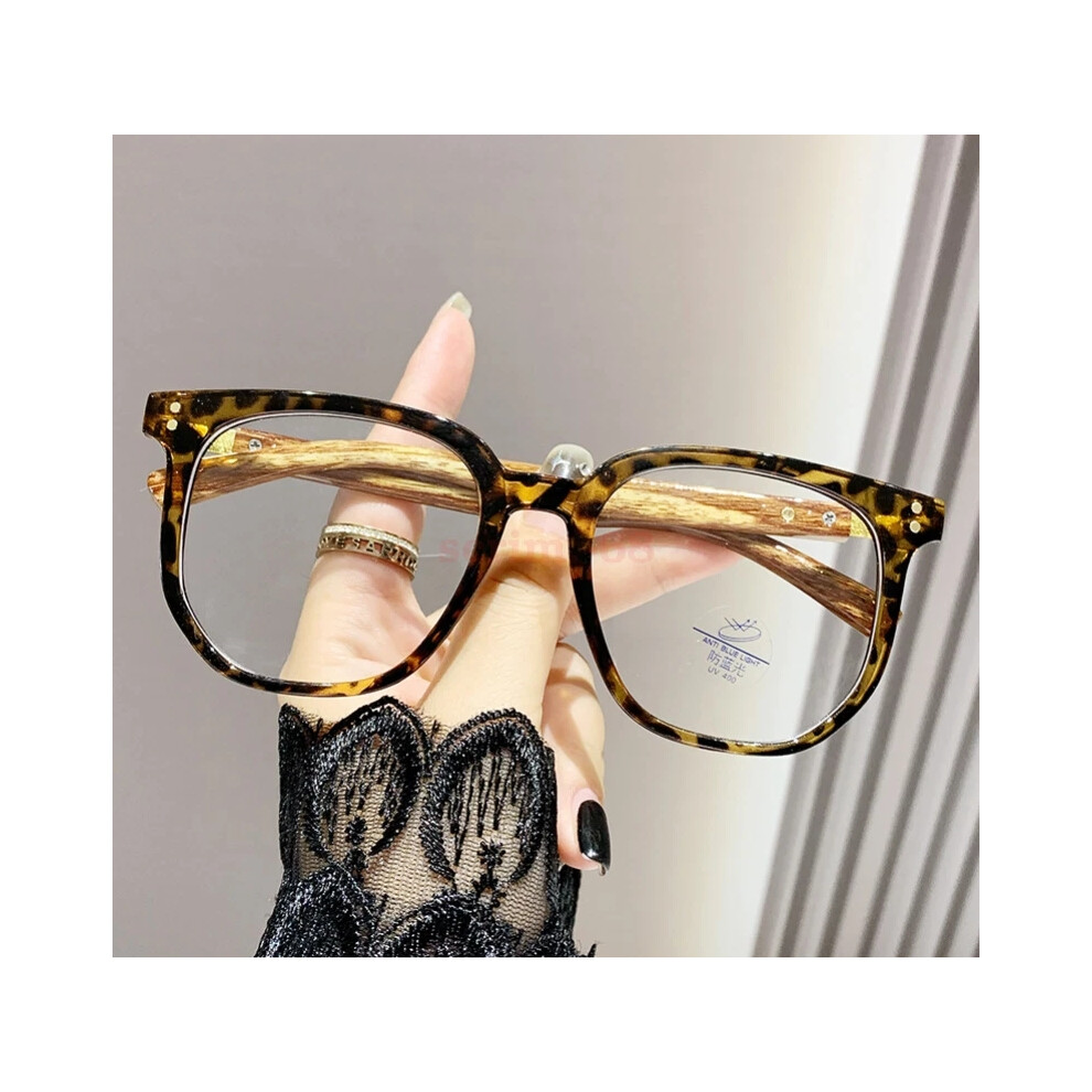 (+150, Hawksbill) Wood Grain Printing Large Frame Anti Blue Reading Glasses 0.0,+4.0-image-OPC-PHG9FVC-NEW