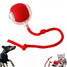 (Red Long Cord) Chewy Viral Rolling Ball, Viral Rolling Ball, Chewie Doggie Ball