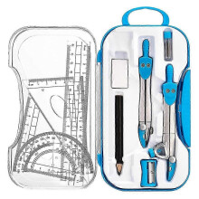 (As show, One size) Geometry Set 10 Pcs Math Supplies Kit,Including Compass,Protractor,Ruler,Eraser,Pencil ,compatible with Drawing and Measurement