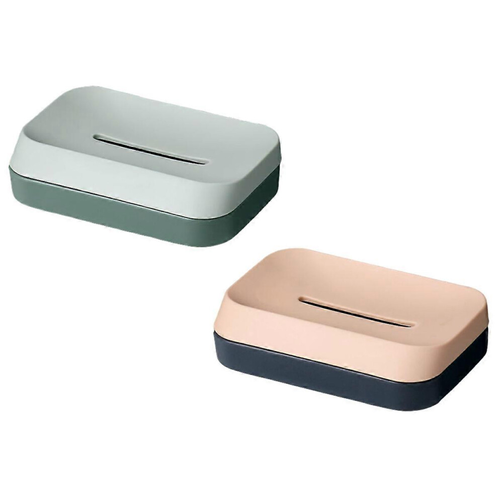 (style4138, One size) 2 Packs Soap Dish Holder with Drain Tray Wall Mounted Soap Box for Bathroom, Shower, No Drilling, Adhesive Include-image-OPC-PHG9HPY-NEW