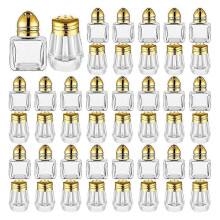 (Gold, One size) Mini Salt & Pepper Shakers Clear Seasonings Shakers Tiny Spice Shakers Transparent Seasoning Shakers Silver