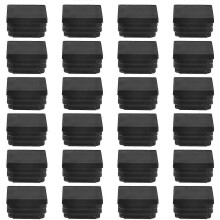 (As show, One size) 24 Pcs 30mm x 30mm Plastic Ribbed Square End Caps Tube Insert Black