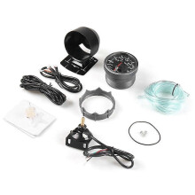 (As show, One size) 2.5 Inch 60mm Car Turbo Boost Gauge 3 BAR White&Amber Dual Led Display with Warning Car Gauge Car Meter