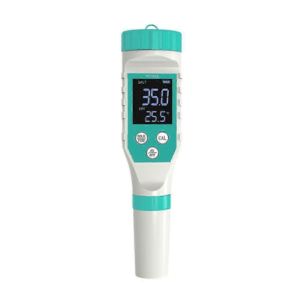 Kikidex (As Show, One Size) Ph/Free Chlorine/Orp/Ec/Tds/Salinity/Temp Water Quality Analyzer Ph Meter Pool Salt Tester Compatible With Aquarium
