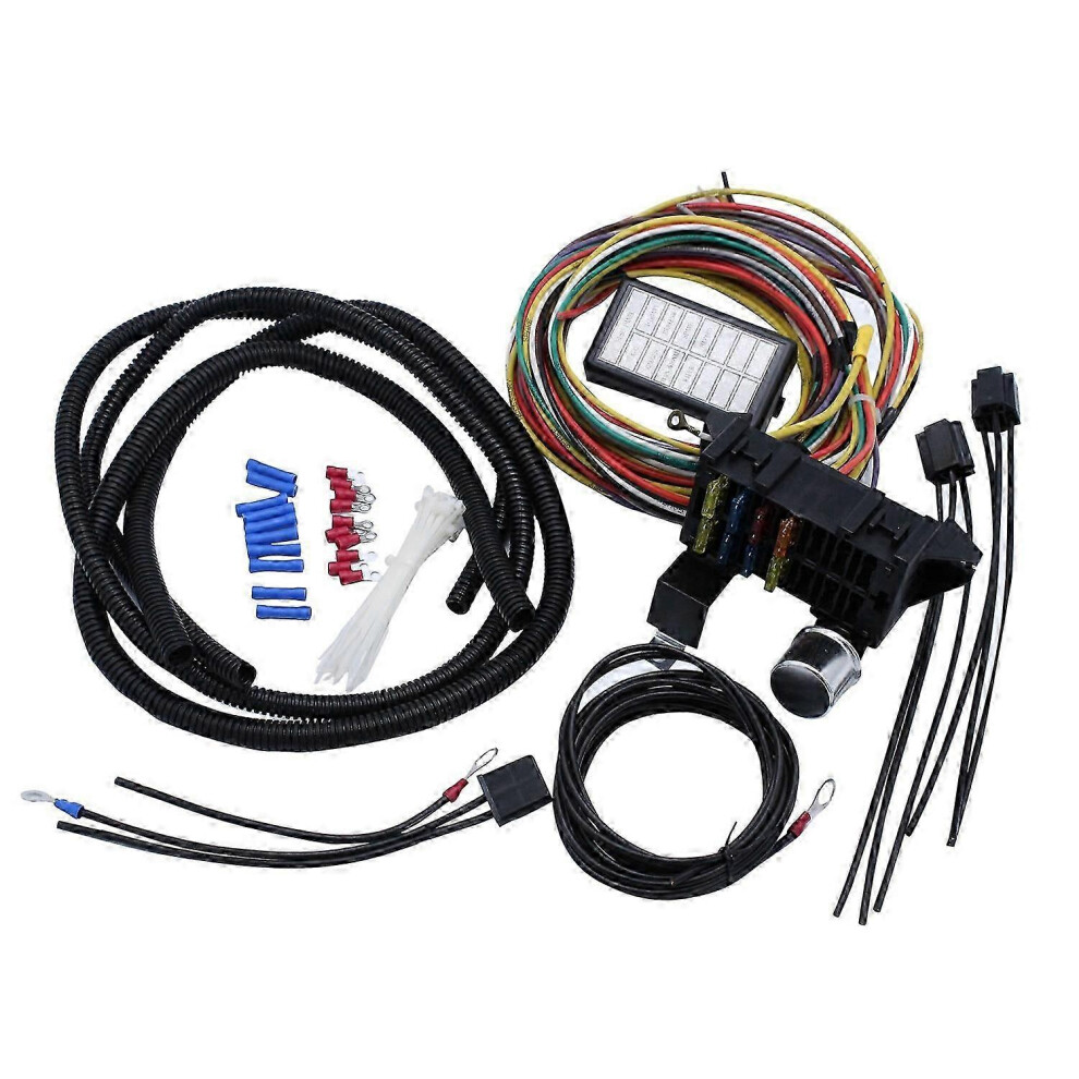 (As Show, One Size) 8 Circuit Universal Wiring Harness Kit Compatible With Muscle Car Hot Rod Wiring Street Rod Rat Rod Compatible With 4909775889239