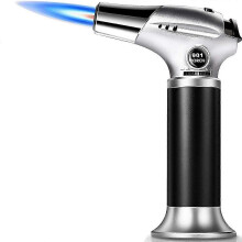 (As show, One size) Butane Torch, Kitchen Refillable Butane Blow Torch with Safety Lock and Adjustable Flame (Butane Gas Not Included)