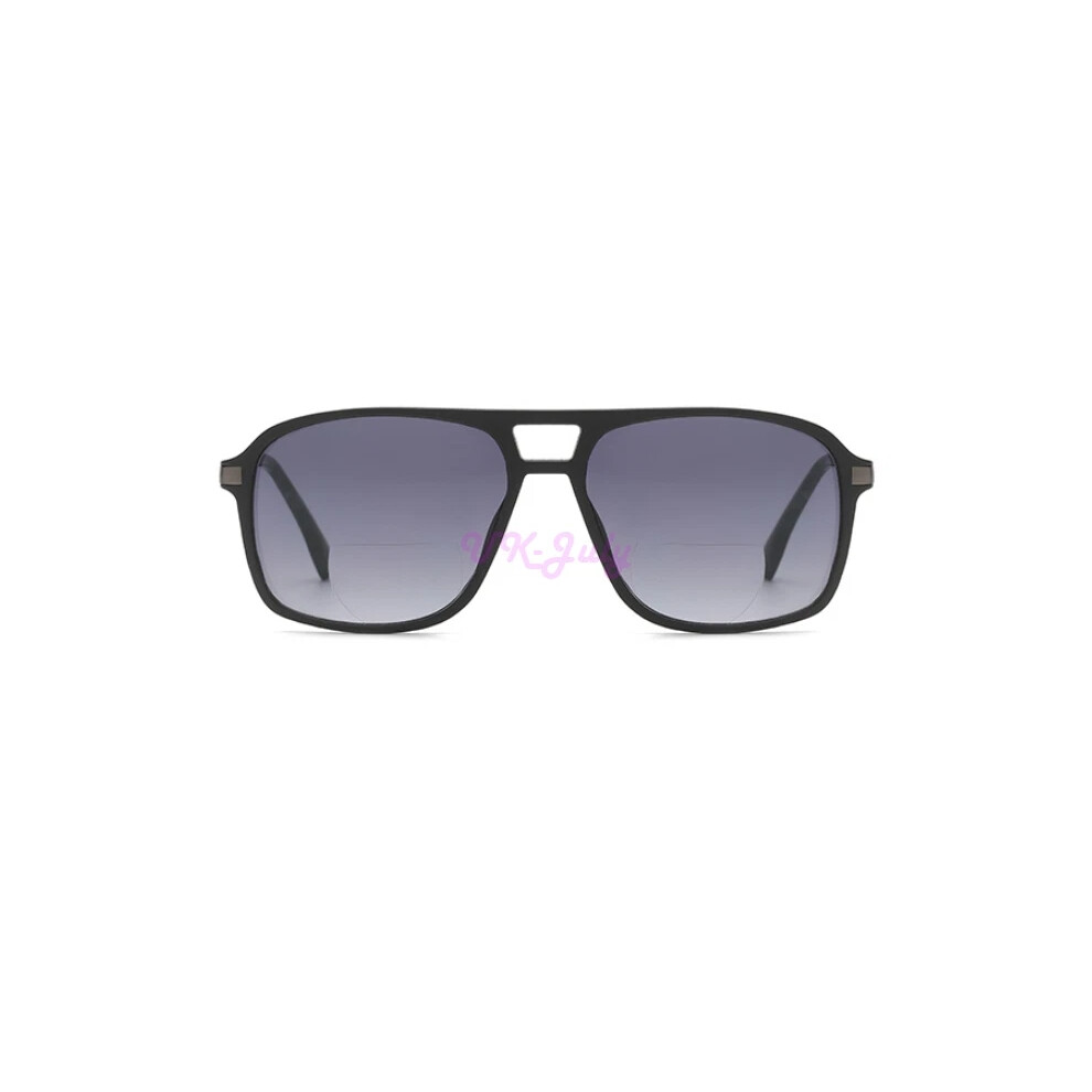 Gray (, =+2.00 Strength) Bifocal Tinted Reading Glasses Men Square Outdoor Sunglasses Uv Protection
