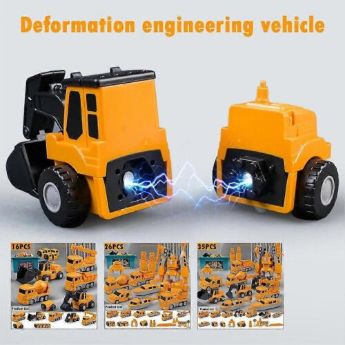 (16 piece set, Blue) Magnetic Transform Engineering Car Assembled Toys 1