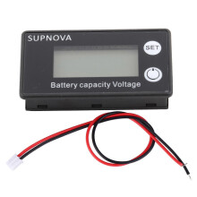 (As show, One size) LCD 12V Battery Capacity Indicator Tester Lithium Battery Universal Digital Display Voltmeter(10-100V Blue No Alarm No Temperature )