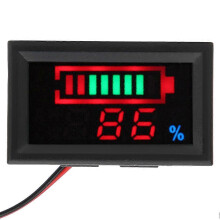 (As show, One size) YB27VE Electric Car Digital LED Voltage and Electricity Dual Meters Tester Battery Power Display Voltage Meter(Lead Acid Battery 24V)