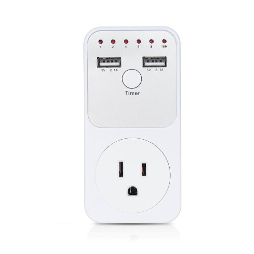 (As show, One size) 1800W Intelligent Programmable Countdown Timer Socket Electronic Timer Switch Surge Protector Outlet Dual USB Port with EU Plug 1