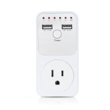 (As show, One size) 1800W Intelligent Programmable Countdown Timer Socket Electronic Timer Switch Surge Protector Outlet Dual USB Port with EU Plug