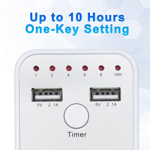 (As show, One size) 1800W Intelligent Programmable Countdown Timer Socket Electronic Timer Switch Surge Protector Outlet Dual USB Port with EU Plug 2