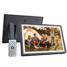 (As show, One size) 10.1 Inch Digital Photo Frame Desktop Electronic Album 1280*800 IPS Screen Supports Photo/ Video/ Music/ Clock/ Calendar Function with Backside Stan