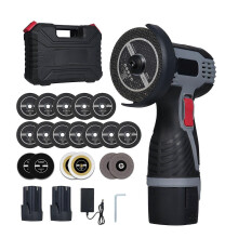 (As show, One size) Angle Grinder 28000RPM Cordless Angle Grinder Electric Grinding Tool Mini Angle Grinder with 16.8V 2*1500mAh Battery and Cutting Blades LED Digital Di