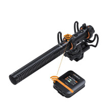 (As show, One size) COMICA VM40 One-Trigger-One 2.4G Wireless Microphone 48K/32bit Dual-Channel Super-Cardioid Mic 200M Transmission Range APP Control Built-in 32GB Memor