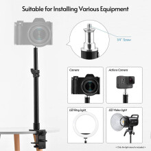 (As show, One size) Metal Desk Mount Stand Tabletop C-clamp Mount Light Stand 36cm-60cm/14.2in-23.6in Adjustable Height 1/4 Inch Top Screw for DSLR Camera Ring Light Vide