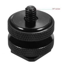 (As show, One size) Double Nut Flash Mount Adapter Speedlite Accessory 1/4" Thread Screw Metal