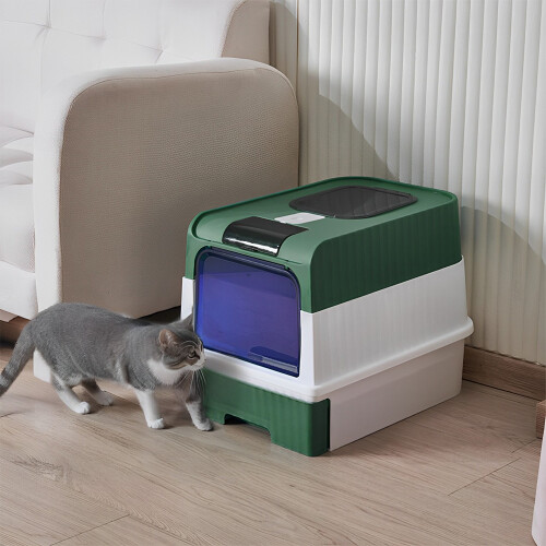 Living And Home Large Fully Enclosed Cat Litter Box with UV Sterilization 1