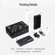 (As show, One size) RGB LED Video Light Photography Fill Light 2500K-9000K Dimmable CRI 95+ 20 Lighting Effects Built in Rechargeable Battery for Live Broadcast Interview