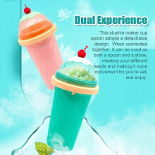 (As show, One size) Smoothie Cups with Lids & Straws Homemade Squeeze DIY Slushy Cup Portable Frozen Slushie Cup for Kids, Family