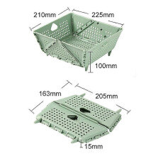(As show, One size) Plastic Collapsible Colander Kitchen Food Strainer for Fruit, Vegetables Foldable Drain Basket with Resting Feet