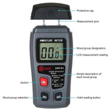 (As show, One size) Wood Humidity Meter 4 Modes Portable Hygrometer Pin Type Timber Humidity Instrument Handheld Water Leak Detector LCD Display