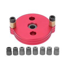 (As show, One size) Woodworking Straight Hole Puncher Locator Aluminum Alloy Red with 2 to 10mm Drill Sleeve