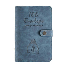 (As show, One size) 100 Envelopes Money Saving Challenge Budget Binder PU Leather Cover with Cash Envelope PVC Pocket Zipper/Budget Cards /Lable Stickers Used as Money
