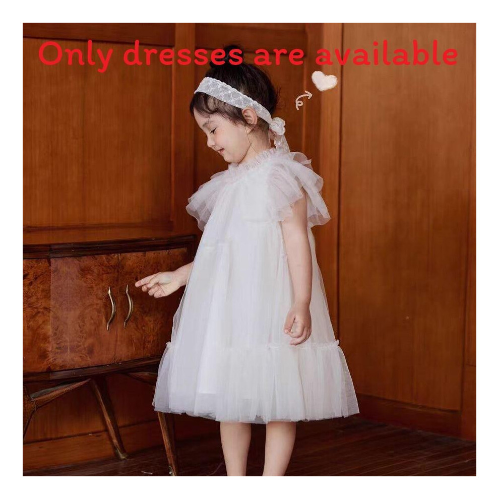 (110cm)Robe de mariée douce été enfant robe de princesse moelleuse pour fille 3 à 8 ans