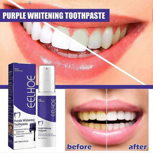 2PCS Whitening Toothpaste Non-invasive Purple Toothpaste Teeth Care Cleaning Products