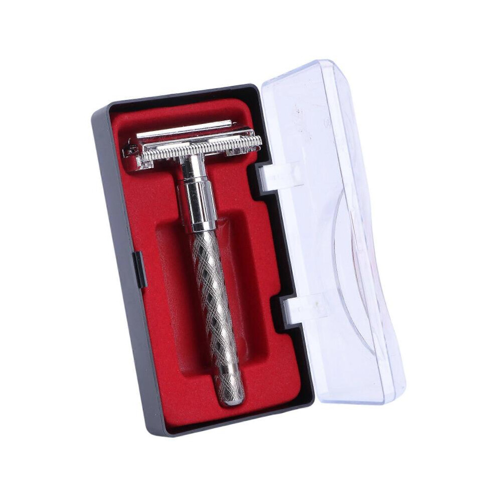 Double Edge Metal Safety for Razor for Mens and Womens Long Handle Manual Shaving for Razor with Blades and Shaver Stand