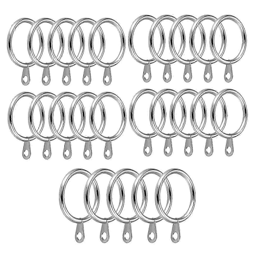 Kikidex (As Show, One Size) 24 Pack Metal Curtain Rings, 30Mm Internal Diameter Eyelets Compatible With Curtain Poles, Rods And Drapery, Si