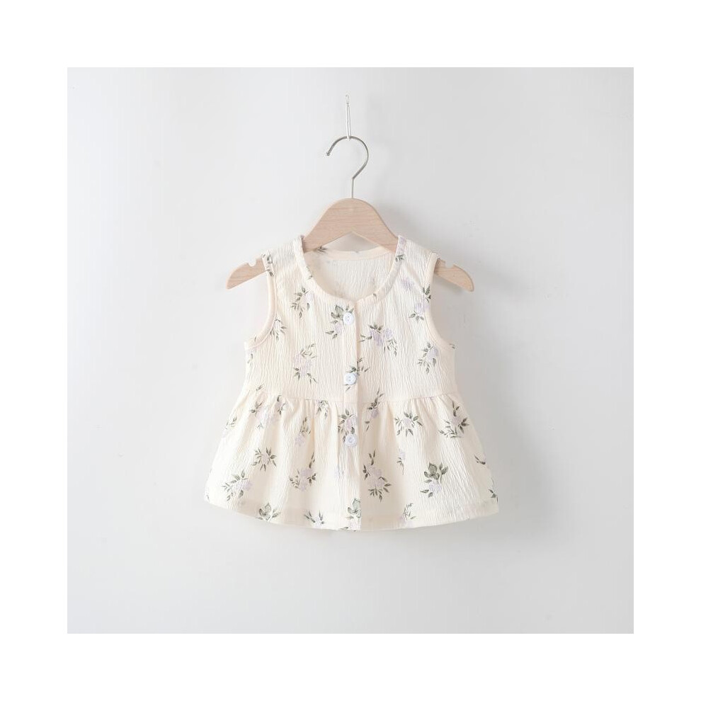 (Purple,80cm)Robe sans manches fille bébé imprimé coeur et fleurs pour printemps et été