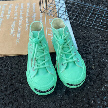 (Light Green, UK 6.5 Infant=EU 24) Kids Boys & Girls High Top Canvas Shoes Trainers Sneakers UK