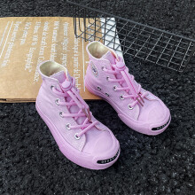 (Pink, UK 2.5 =EU 35) Kids Boys & Girls High Top Canvas Shoes Trainers Sneakers UK
