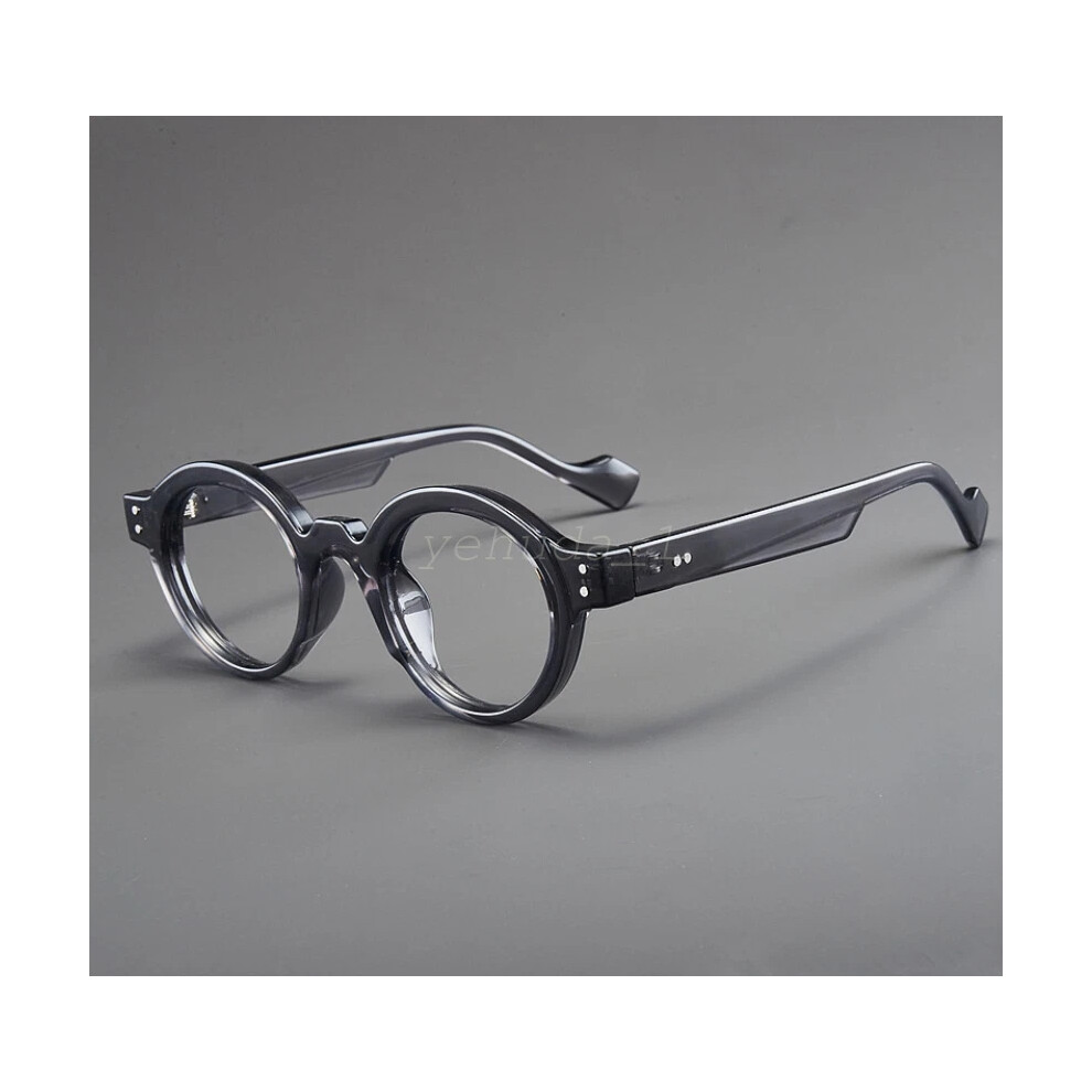 Grey (Transparent +3.50 Strength) Women Men Round Blocking Reading Glasses Clear Lens Fashion Glasses