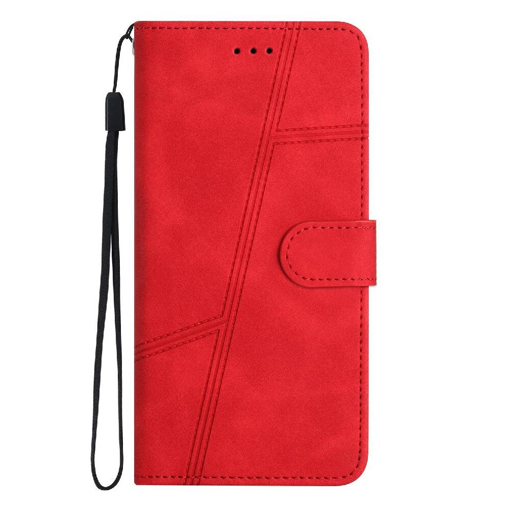 (Red) Flip Case For Motorola Moto G15 Card Slots Holder Magnetic Wrist Strap Full Protection Wallet Pu Leather Flip Folio Red 764563537549