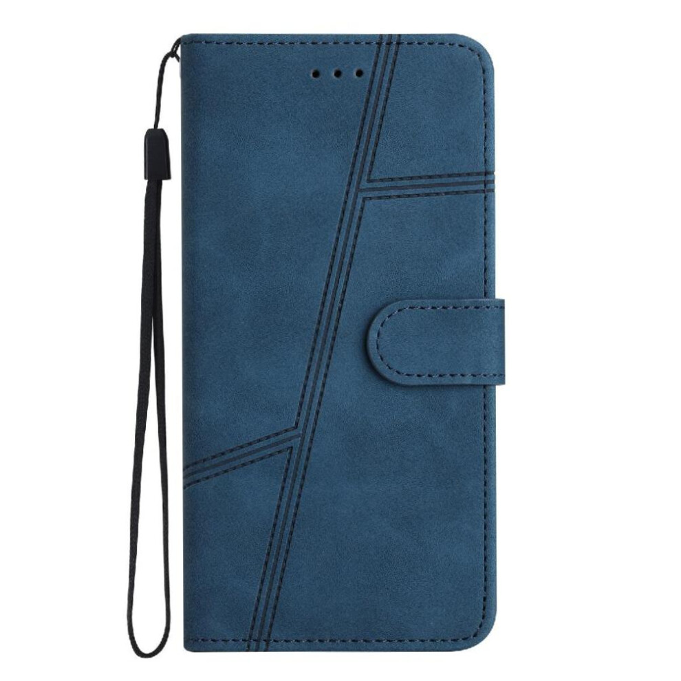 (Blue) Flip Case For Motorola Moto G15 Card Slots Holder Magnetic Wrist Strap Full Protection Wallet Pu Leather Flip Folio Blue 764563537556