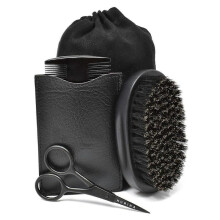 Beard Grooming Kit  Wooden Beard Comb for Men  Natural Boar Bristle Beard Brush  Stainless Steel Beard Scissors  Travel-Friendly Beard Shaping Tool Ki