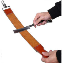 Genuine Leather Strop Strap Barber Straight Razor Folding Barber's Leather Sharpener Sharpening Belt, Double Sided Leather Strop for Sharpening and Sm
