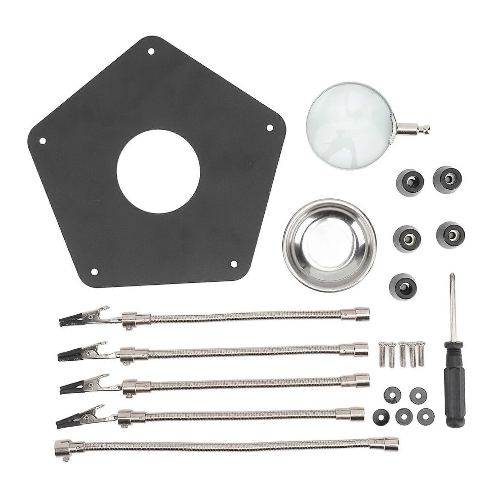 (As Show, One Size) Soldering Holder Solder Fixture Welding Helping Hands With Magnifying Glass For Working 4909775737578
