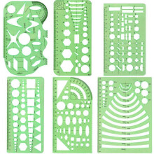 (As show, One size) 6 Pcs Plastic Measuring Templates Set Building Formwork Stencils Geometric Drawing Rulers for Office School Students Children Gift