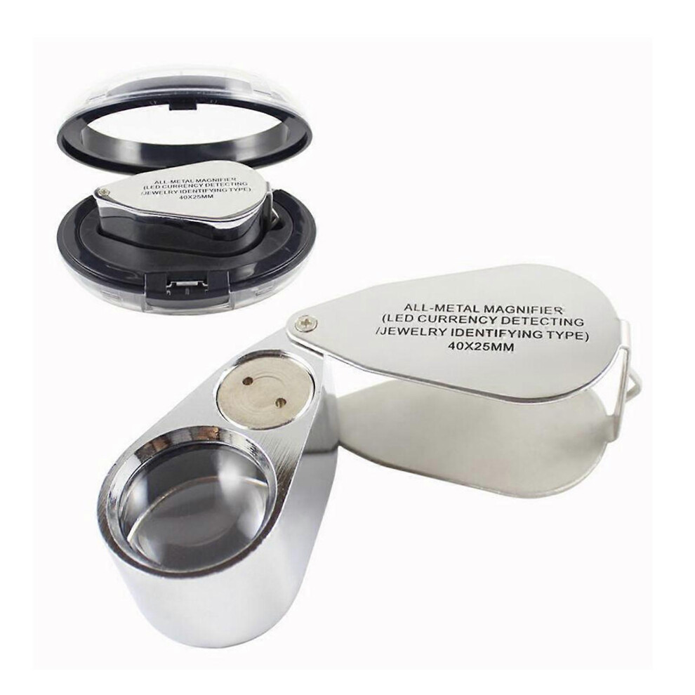 Kikidex (As Show, One Size) 40X Mini Jewelry Magnifying Glass With Led Money Checking Light Handheld Identification Jewelry Appraisal Loupe