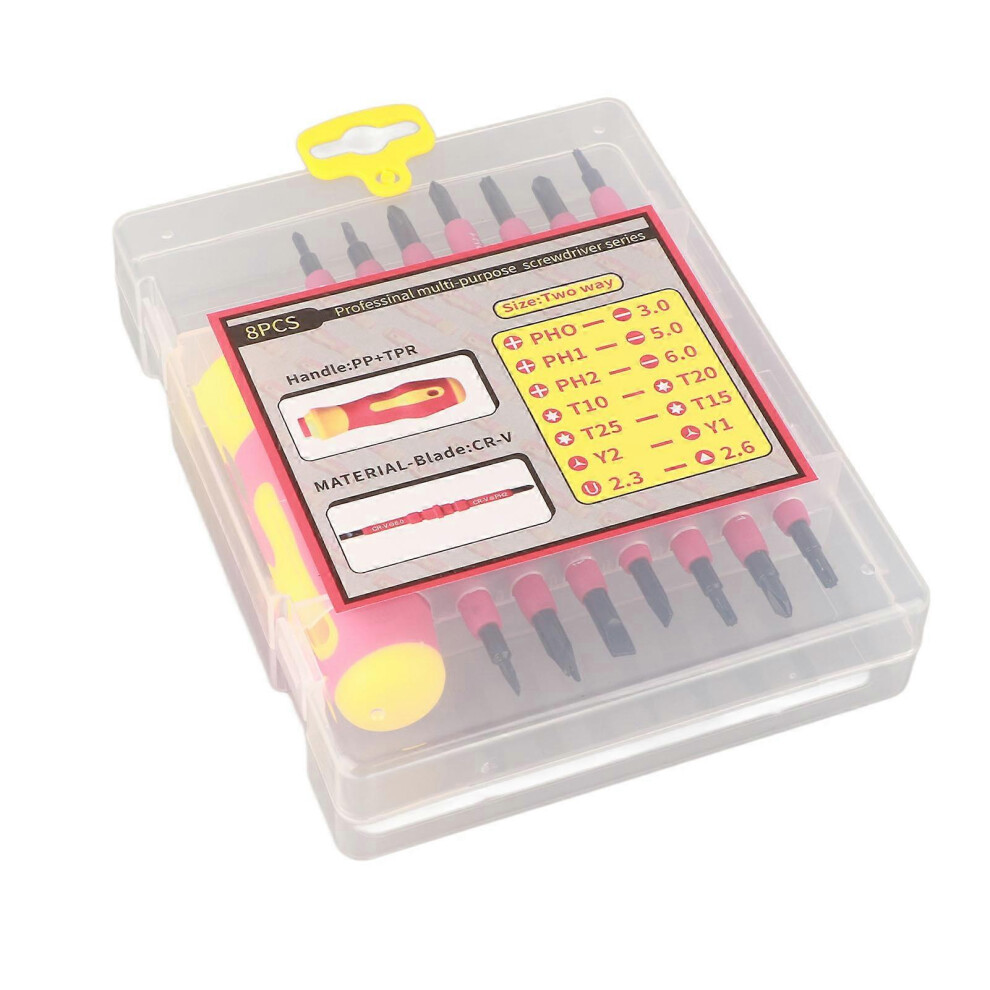 (As Show, One Size) 8Pcs Screwdriver Double Ended Insulated Magnetic Cross Slot Tool Set For Repair Maintenance 8 In 1 4909775733792