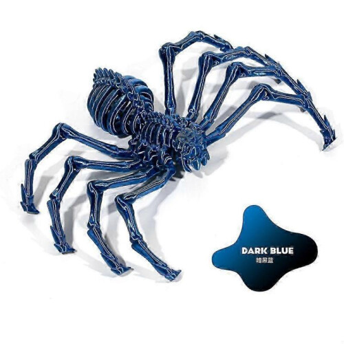 (12Cm Dark Blue) 3D Printing  Movable Elastic Spider Simulation Toy Shrink Joint Movable Integrated Model