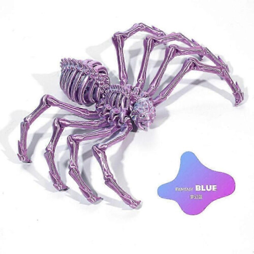 (12Cm Phantom Blue) 3D Printing  Movable Elastic Spider Simulation Toy Shrink Joint Movable Integrated Model