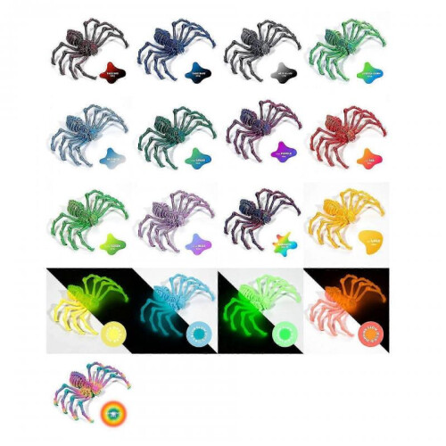 (12Cm Phantom Blue) 3D Printing  Movable Elastic Spider Simulation Toy Shrink Joint Movable Integrated Model 2