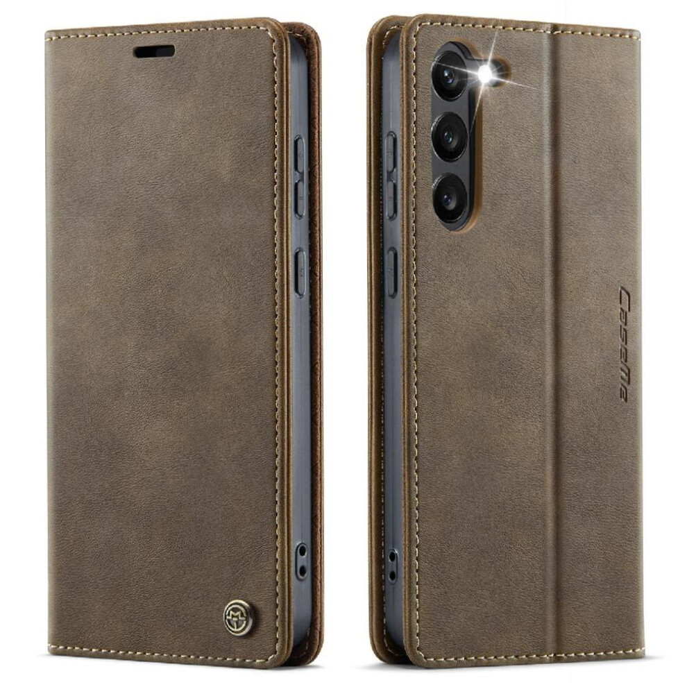 (Brown) Retro Leather Wallet Case For Samsung Galaxy S23 Adjustable Kickstand Shockproof Protection Rfid Blocking Brown 764563538904